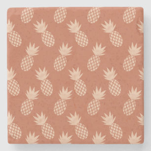 Muster Terracotta & Peach Tropical Pineapse Steinuntersetzer