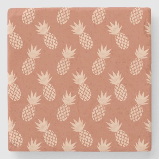 Muster Terracotta & Peach Tropical Pineapse Steinuntersetzer (Vorderseite)