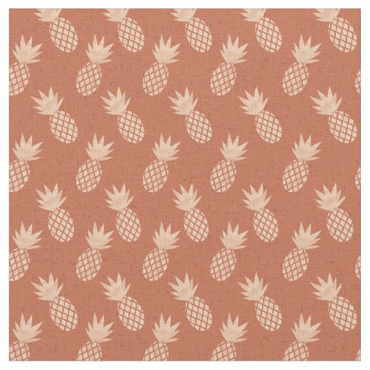 Muster Terracotta & Peach Tropical Pineapse Stoff (Nahaufnahme)