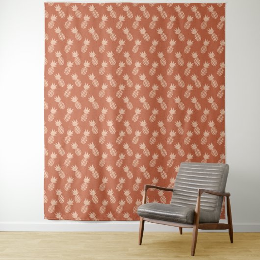 Muster Terracotta & Peach Tropical Pineapse Wandteppich (Beispiel)