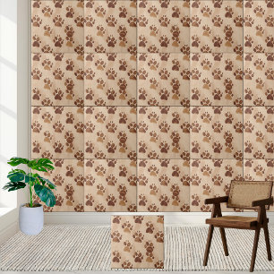 Muster-Tile mit braunem Paw Fliese