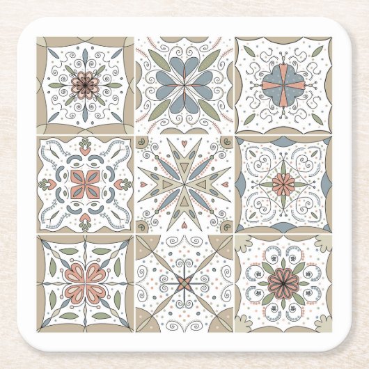Muster Tile Mosaik Rechteckiger Pappuntersetzer (Vorderseite)