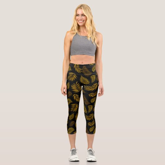 Muster tropischer Blätter 14 Capri Leggings (Vorderseite)