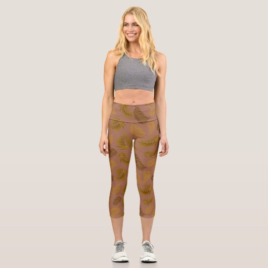 Muster tropischer Blätter 15 Capri Leggings (Vorderseite)