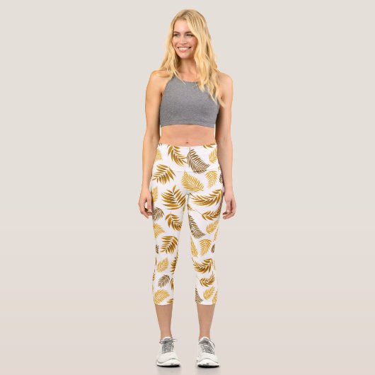 Muster tropischer Blätter 22 Capri Leggings (Vorderseite)