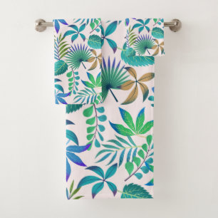 Muster tropischer Blätter Badhandtuch Set
