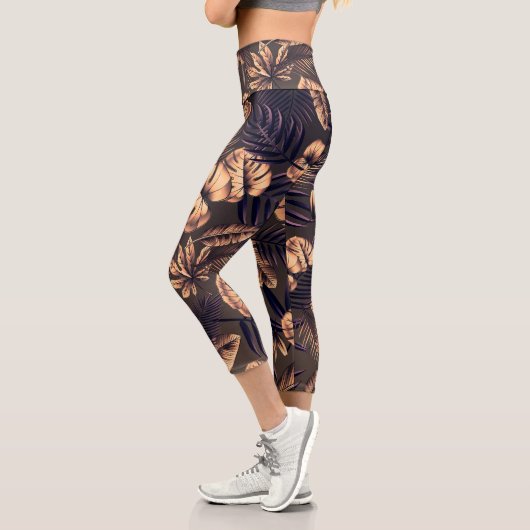 Muster tropischer Blätter Capri Leggings (Links)