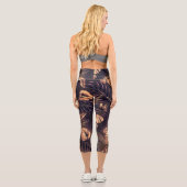 Muster tropischer Blätter Capri Leggings (Rückseite)