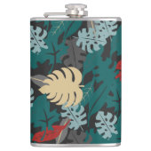 Muster tropischer Blätter Flachmann (Vorderseite)