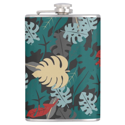 Muster tropischer Blätter Flachmann (Vorderseite)