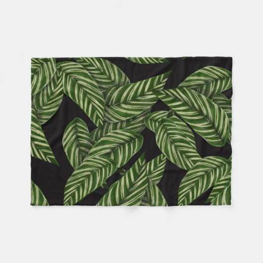 Muster tropischer Blätter Fleecedecke (Vorderseite (Horizontal))