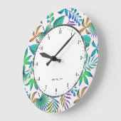 Muster tropischer Blätter Große Wanduhr (Winkel)