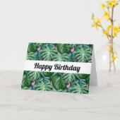 Muster tropischer Blätter - Grüne Blätter zum Gebu Karte (Gelbe Blume)