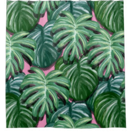 Muster tropischer Blätter - Grüne Folien Duschvorhang