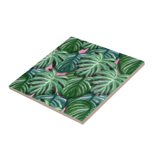 Muster tropischer Blätter - Grüne Folien Fliese (Seite)