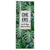 Muster tropischer Blätter - Grüne Folien Geschenktüte Für Weinflaschen (Vorderseite)