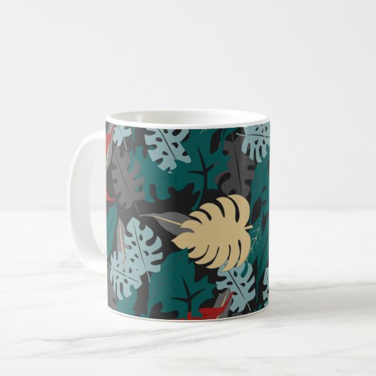 Muster tropischer Blätter Kaffeetasse (Vorderseite Links)