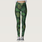 Muster tropischer Blätter Leggings (Vorderseite)