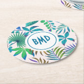 Muster tropischer Blätter Runder Pappuntersetzer (Angewinkelt)