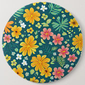 Muster tropischer Blätter und Blume Button (Vorderseite)