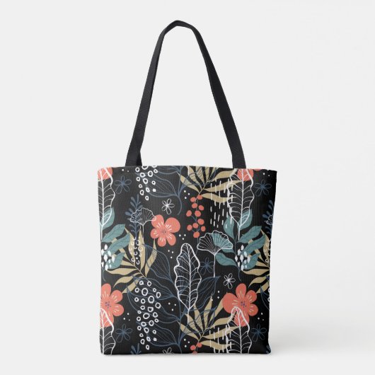 Muster tropischer Blätter und Blume Tasche (Rückseite)