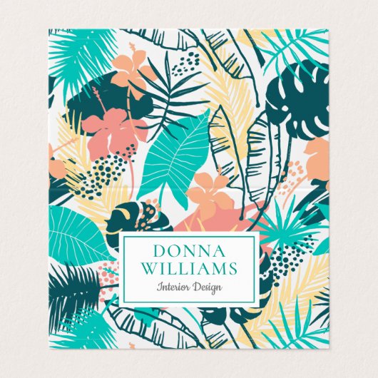 Muster tropischer Blätter Visitenkarten (Außenseite Aufgefaltet)