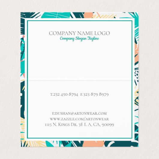 Muster tropischer Blätter Visitenkarten (Innenseite Aufgefaltet)