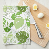 Muster tropischer grüner Blätter Geschirrtuch (Viertel Falte)