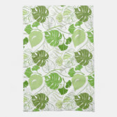 Muster tropischer grüner Blätter Geschirrtuch (Vertikal)