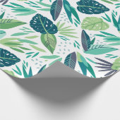 Muster tropischer grüner Blattmuster auf Weiß Geschenkpapier (Ecke)