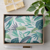 Muster tropischer grüner Blattmuster auf Weiß Seidenpapier (Geschenk)