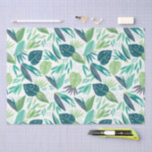 Muster tropischer grüner Blattmuster auf Weiß Seidenpapier (Handwerk)