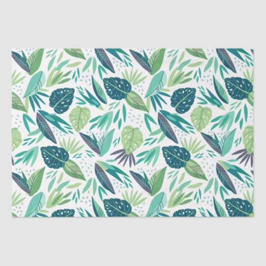 Muster tropischer grüner Blattmuster auf Weiß Seidenpapier (Vorderseite)