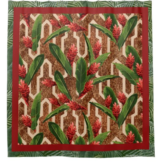 Muster tropischer Pflanze Duschvorhang (Vorderseite)