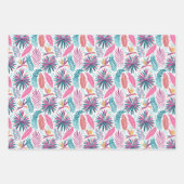 Muster tropischer Pflanze und Blume Geschenkpapier Set (Vorderseite 3)
