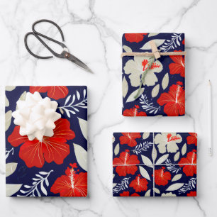Muster tropischer Pflanze und Blume Geschenkpapier Set