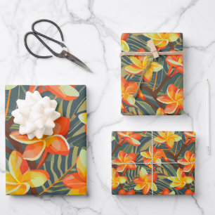 Muster tropischer Pflanze und Blume Geschenkpapier Set