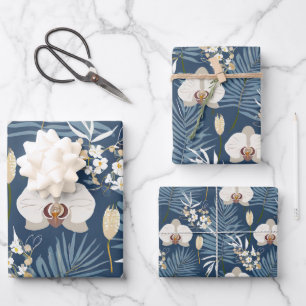 Muster tropischer Pflanze und Blume Geschenkpapier Set