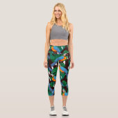 Muster tropischer Vögel Capri Leggings (Vorderseite)