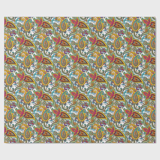 Muster-Türkis-Orange Manarani Königin-Paisley Geschenkpapier (Flach)