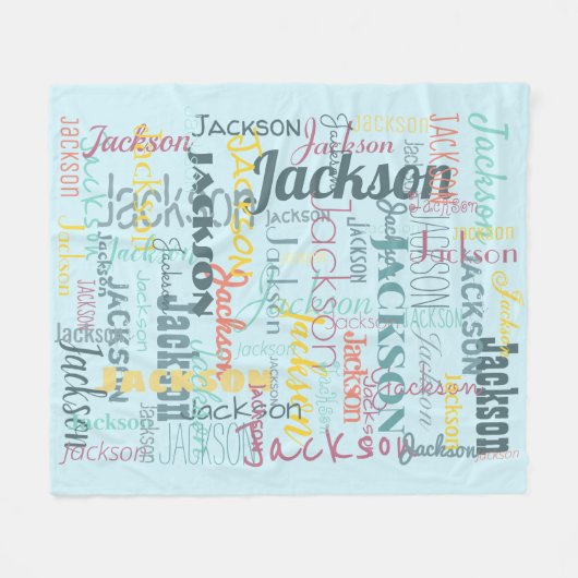 Muster-Typografie für Babynamen neutrales Blau Fleecedecke (Vorderseite (Horizontal))