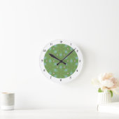 Muster-Uhr für grüne und blaue Blätter Runde Wanduhr (Zuhause)
