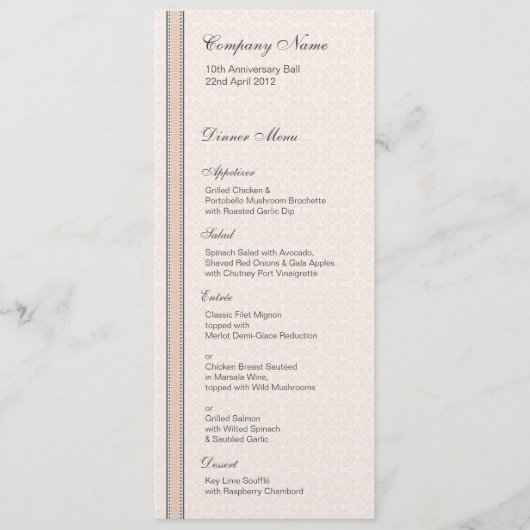 Muster und Grenzen 1 Abendmenü Menükarte (Vorderseite)