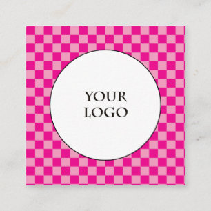 Muster und große Logos für Karos in Pink Quadratische Visitenkarte