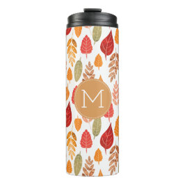 Muster und Monogramm der gestrichenen Herbstleaves Thermosbecher