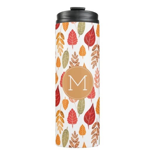 Muster und Monogramm der gestrichenen Herbstleaves Thermosbecher (Vorderseite)