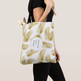 Muster und Monogramm für Palm-Blätter aus Gold Tasche