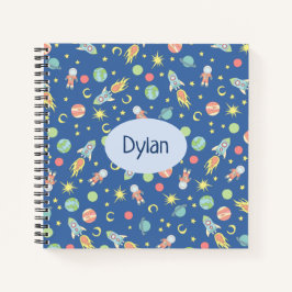 Muster und Name der Boys farbiges Raketenschiff Notizblock