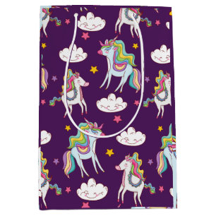 Muster Unicorn Funny Magic Horse Mittlere Geschenktüte