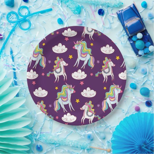 Muster Unicorn Funny Magic Horse Pappteller (Party)